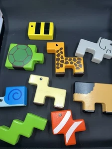 Lot Of 9 Animal Stacker Wooden Painted Blocks - Picture 1 of 5