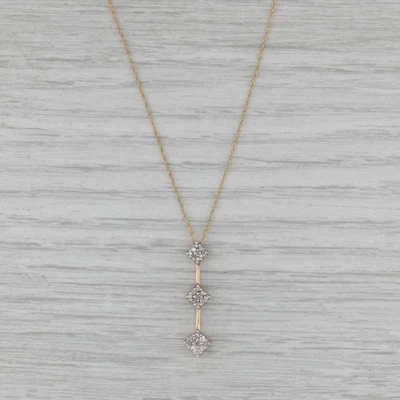 Collar colgante de viaje de diamantes de 0,14 quilates cadena de cuerda de 19,5" de oro amarillo de 10 k Foto 1 de 4