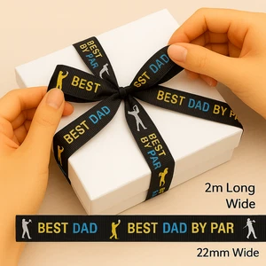 Cinta de golf Best Dad by Par” - Envoltura de regalo para el día del padre, adornos para pasteles y manualidades deportivas - Imagen 1 de 6
