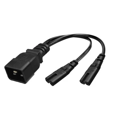 Y-splitter Power Cord C20 to C7+C7 Connector Adapter Wire Power Extender Line - Image 1 of 4