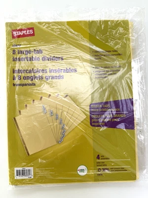 Staples 8-large-tab insertable dividers clear - 4 sets — 第 1/4 张图片