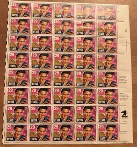USPS Elvis Presley 29 Cent Stamps 1992 Full Sheet of 40  MINT CONDITION ! - Picture 1 of 1
