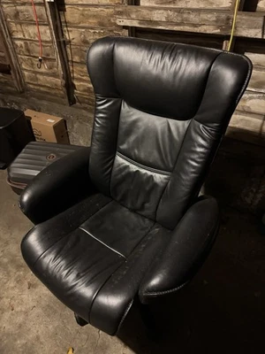 Stressless Wing Black Leather Home Office Recliner Chair - Image 1 of 3