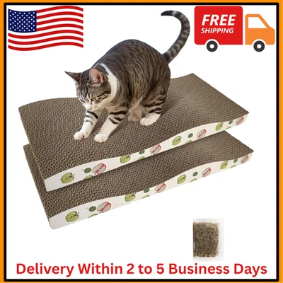 2-Pack Cat Scratching Board, Corrugate Cat Scratcher for Indoor Cats with Catnip - Image 1 of 4
