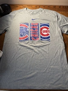 The Nike Tee Chicago Cubs Gray Screen Print Dri-Fit Tshirt, L - Picture 1 of 7