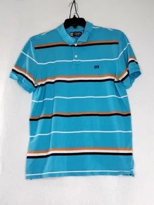Camisa Polo Chaps Para Hombre Grande Multicolor Mangas Cortas Rayas Abotonada Con Logo - Imagen 1 de 4