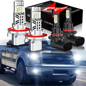 Kit de 4 bombillas H13 H10 faros LED altos/bajos + antiniebla para Ford F150 2004-14 10000K - Imagen 1 de 16