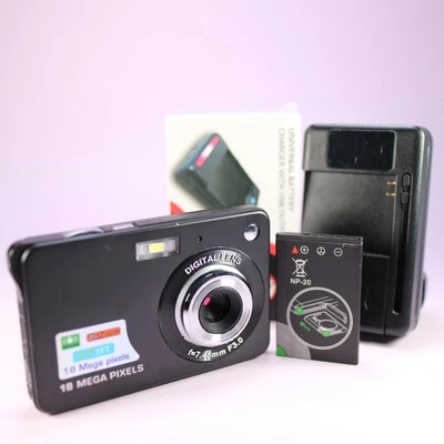 18.0MP Unbranded Compact Digital Camera Black Tested With Battery and Charger - Image 1 of 4
