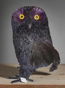 Rare - Crate & Barrel Corn Husk Owl Handmade - Black Purple Eyes - Philippines - Picture 1 of 10