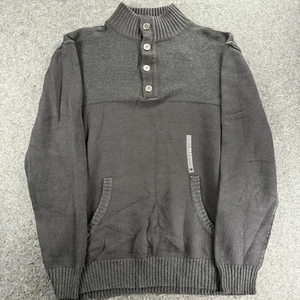 J.B. Holt The Lincoln schwarzer Herrenpullover mit Stehkragen und Tasche Large neu ohne Etikett - Bild 1 von 9