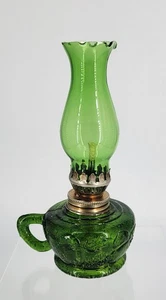 Victorian Style Green Hong Kong Made Bubble Glass Oil Lamp - Picture 1 of 7
