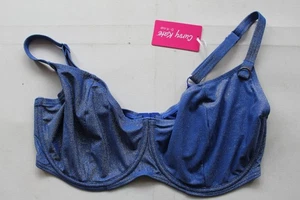 Blau Glitzer Curvy Kate Saphir Meer Balkonett Bügel Bikini Oberteil - 36H - Neu mit Etikett - Bild 1 von 5