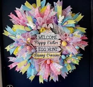 Easter Wreath with Easter Eggs, Easter Wreath, Happy Easter Wreath, Spring Wrea - Picture 1 of 10