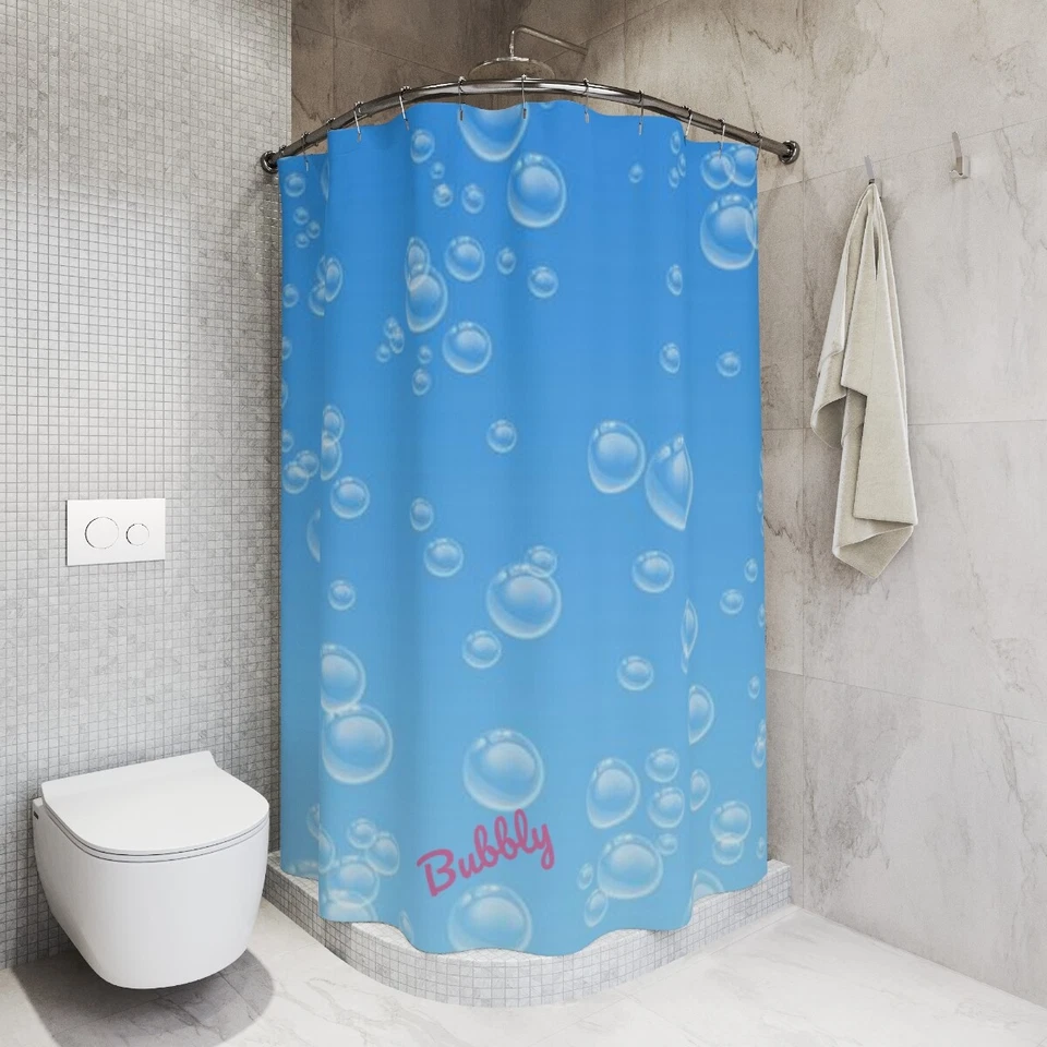Bubbly Bliss: High-Quality Fabric Shower Curtain with Effervescent Design  - Image 1 of 1