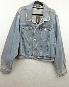 City Chic Plus Size XL Grey Wash Classic Wardrobe Staple Denim Jacket BNWT - Picture 1 of 9