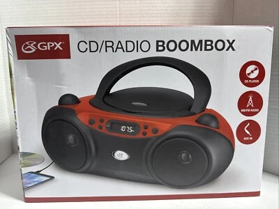 GPX BC232R Top-load CD AM-FM Radio Stereo Speakers Aux LCD, AC or DC w/warranty - Image 1 of 2