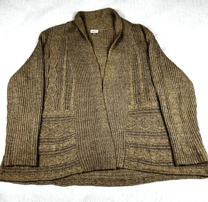 Avenue Womens Cardigan Sz 26/28 Brown 3/4 Sleeves Ribbed Knitted Open EUC - Picture 1 of 8