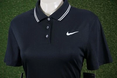 POLO DE GOLF MUJER NIKE DRY VICTORIA MEDIANA ALTURA NEGRO BLANCO, NUEVO CON ETIQUETAS Foto 1 de 4