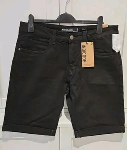 Mens Indicode Black Denim Shorts Size XXL - Picture 1 of 2
