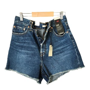 Levis Ribcage Shorts Womens Size 29 Premium Blue High Rise Denim NWT - Picture 1 of 14