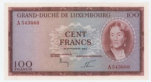 Luxemburg 100 Franken 18-9-1963 Pick 52 XF im Umlauf befindliche Banknote Ref 660 - Bild 1 von 2
