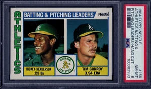 PSA 8 - 1984 Topps Nestle #156 Rickey Henderson Oakland A's Team Leaders HOF - Picture 1 of 2