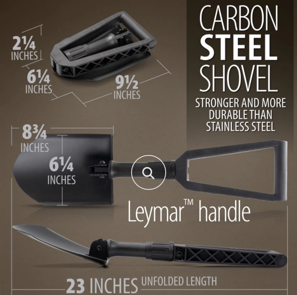 Pala Plegable 23" Acero al Carbono Portátil Estuche Compacto Jardín Camping Supervivencia Foto 1 de 4