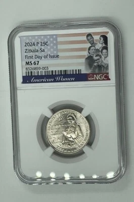 2024 P Zitkala-Sa NGC MS67 AMERICAN WOMEN AWQ 🔥FIRST DAY 🔥 SHIPS NOW! 🎄🎅🎁 - Image 1 of 2