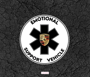 Porsche Emotional Support Vehicle - Car Sticker For Window, Bumper or Others - Picture 1 of 14