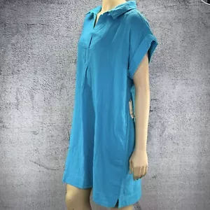 St John's Bay Sleeveless Turquoise Short Dress V NECK NWT SIZE L 100% Cotton - Picture 1 of 7