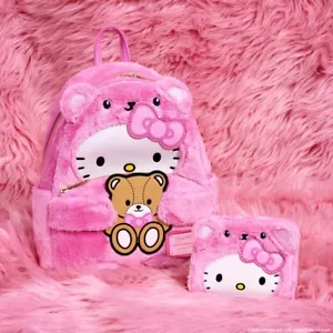 Loungefly Hello Kitty orsacchiotto cosplay peluche mini zaino e portafoglio set nuovo con etichette - Foto 1 di 16