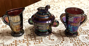 IMPERIAL LENOX Child's CARNIVAL Glass LAMB CREAMER, Sugar, BUTTER DISH   NOS - Picture 1 of 4
