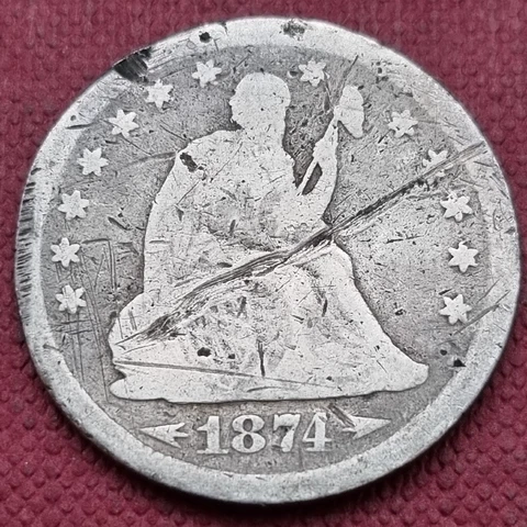 1874 Seated Liberty Quarter 25c Circulated Details #59440 Cover