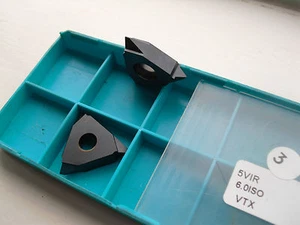 2 Vardex carbide threading inserts 5VIR 6.0ISO VTX ( 5VIR6.0ISO 6mm pitch 6mm - Picture 1 of 2