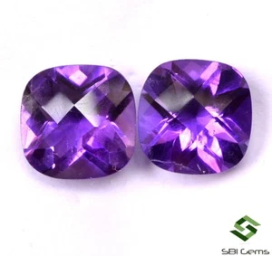 Natural Amethyst Cushion Checker Cut Pair 9x9 mm 4.91 Cts Top Purple Loose Gems - Picture 1 of 5