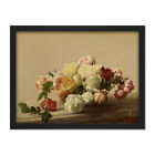 Fantin Latour Bowl Of Roses On A Marble Table Painting Framed Art Print 18X24"