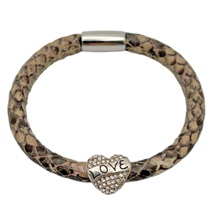 BRIGHTON PYTHON WOODSTOCK Charm Bracelet & LOVE ALWAYS CRYSTAL HEART BEAD NWT - Picture 1 of 3