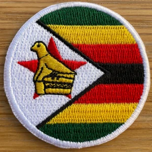 ZIMBABWE Zimbabwean Country Flag Embroidered CIRCULAR PATCH Badge Circle - Picture 1 of 1