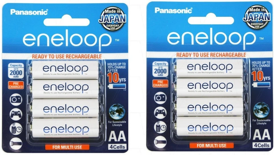 Panasonic Eneloop AA NiMH Rechargeable Batteries x 8 - Made in Japan - image 1 of 1