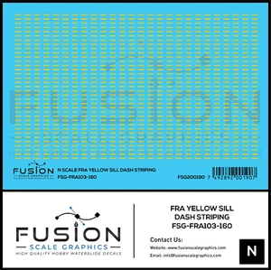 N Scale FRA Yellow Safety Dash Sill Striping Decal Set - Picture 1 of 1