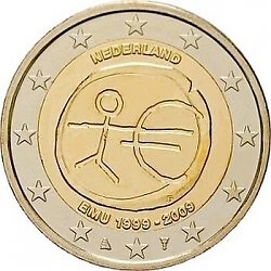 Netherlands 2 euro 2009 &quot;10 years of union&quot; UNC (KM # 282) - Picture 1 of 2