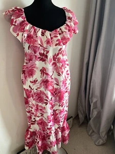 Womens Asos Maternity dress size 14 floral pinks off shoulder wedding summer - Picture 1 of 11
