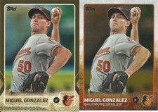 2015 Topps Series 1 MIGUEL GONZALEZ #8 Rainbow Foil + Gold #'d/2015 Parallels