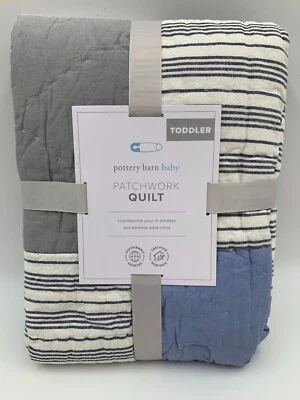 Pottery Barn Kids Wilder Patchwork Baby Quilt Blue Multi 36x50" #R98 - Image 1 of 4