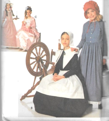 Simplicity 9708 Girls S M L Pioneers Colonial Renaissance Costume Pattern CUT - Image 1 of 4