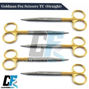 5 Pieces Surgical Goldman Fox Scissors Straight TC 13cm Dental Shears Veterinary - Picture 1 of 6