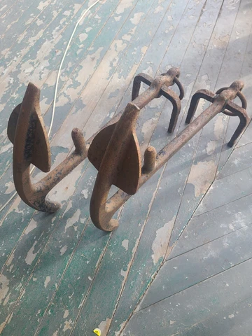 VINTAGE MC Nautical Anchor Andirons 17-1/4" tall x 24" Long - Decorative Cover
