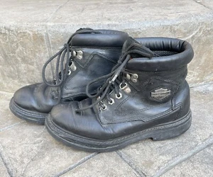 Mens 7 *Damaged* Harley Davidson 91005 Badlands Biker Boots Black Leather Worn - Picture 1 of 10