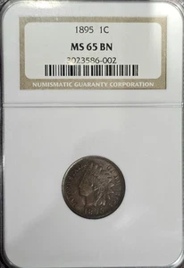 1895 1c Indian Head Small Cent - NGC MS 65 BN - Eye Appeal! - Picture 1 of 2
