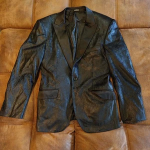 Angelino Mens Medium Blazer Black Reptile Print - Picture 1 of 17